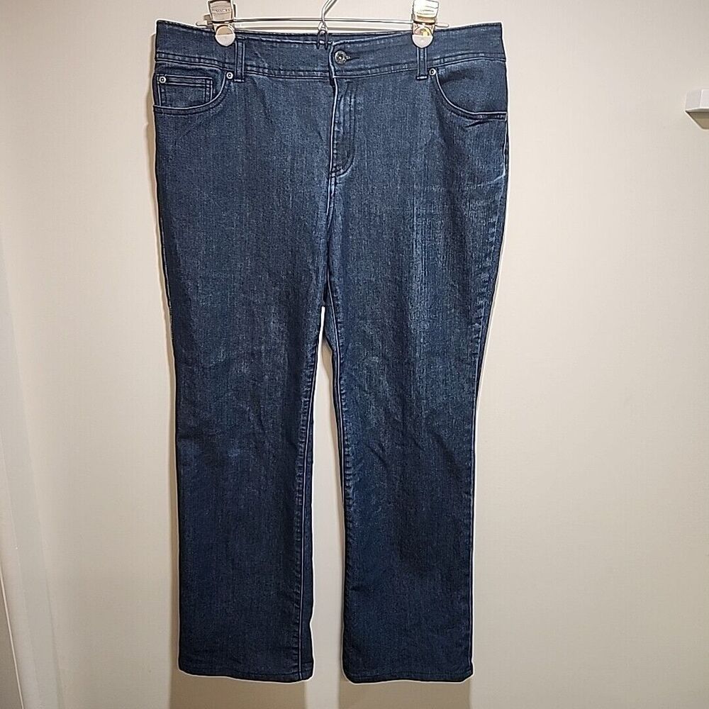 Chicos Denim Shirt Dark Wash Jeans Womens Blue Jeweled & Embellished Sz 2 L 12